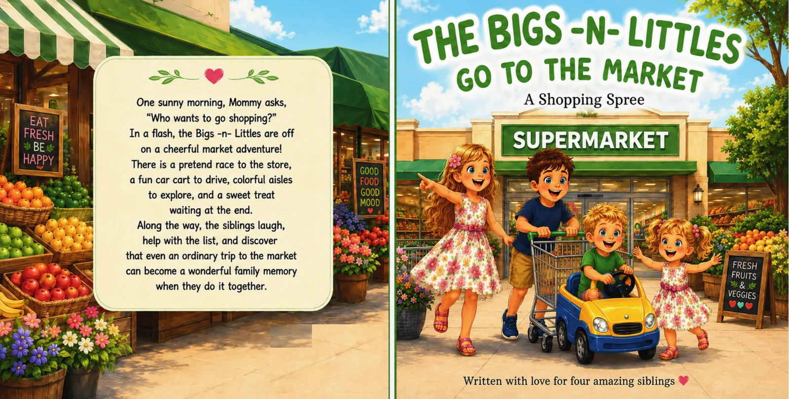Full cover for THE BIGS -N- LITTLES Go to the Market.